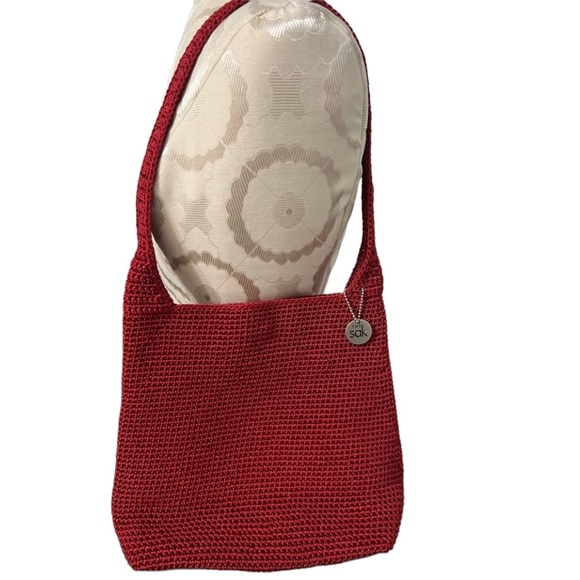 The Sak Woven Crochet Shoulder bag in red. - Picture 2 of 7